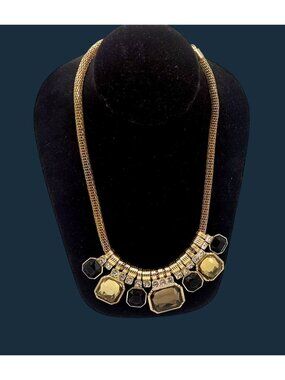 Charter Club Chunky Gold-Tone Statement Necklace With Black & Yellow Gemstones